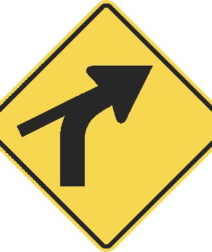 Combination Curve / Skewed Road / W1-10C