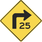 Combination Turn / Advisory Speed / W1-1A