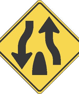 Divided Highway Ends / W6-2