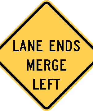 Lane Ends Merge Left / W9-2