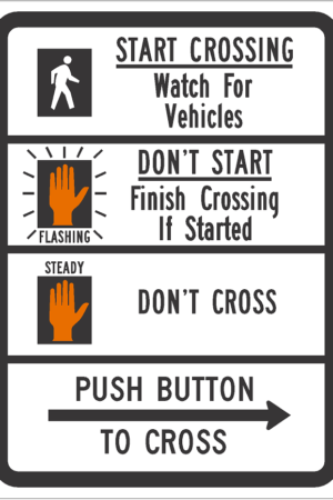 Pedestrian Push Button to Cross (Symbol) / R10-3b