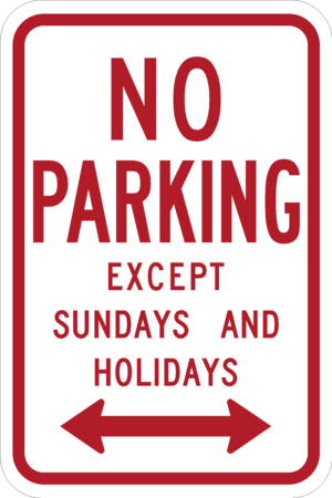 No Parking Except Sundays and Holidays / R7-3